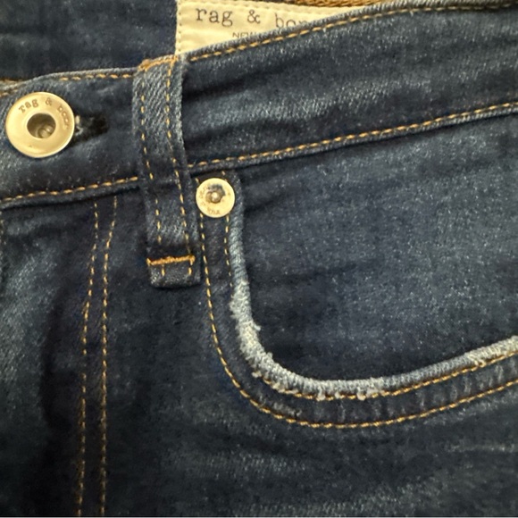 Rag & Bone High-Rise Ankle Skinny Jeans Asymmetrical Frayed Hem Soft Stretch - Picture 4 of 10